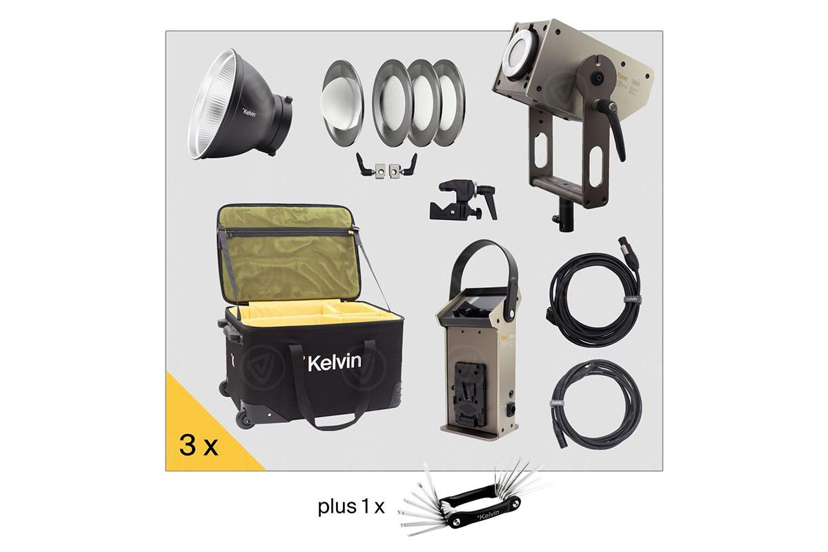 Kelvin Epos 300 3-Light Kit with Accessories