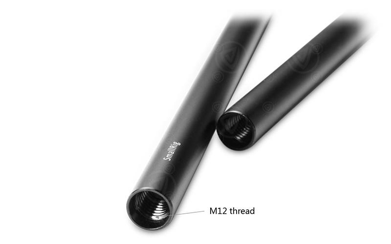 SmallRig 15mm Black Aluminum Alloy Rod (M12-30cm / 12in) (2pcs) 1053